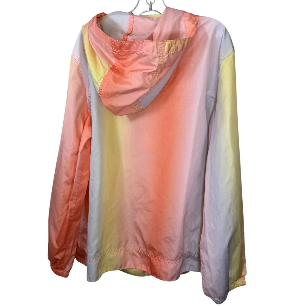 Gap Kids Girls Pastel Ombre Half Zip Hooded Windbreaker Jacket Pink Yellow 0385